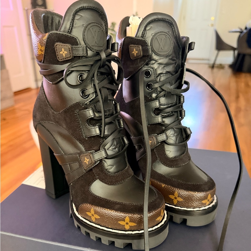 Louis Vuitton Black and Brown Ankle Boots